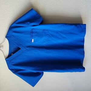 Figs Catarina One Pocket Scrub Top Royal Blue Size M